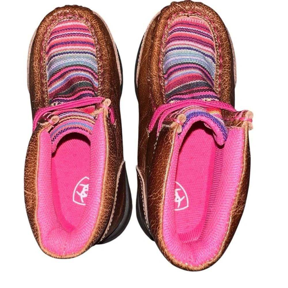 NWOT Ariat Lil' Stompers Toddler Aurora Casual Shoes Cowboy Boots Pink Stripes